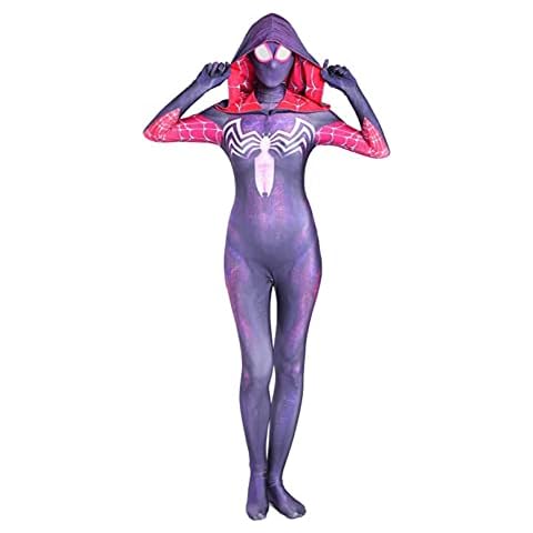 MODRYER Girls Gwen Cosplay Bodysuit Women Superhero Spiderman Jumpsuit Adults Children Stage Costumes Halloween Carnival Costume Onesies F-Kids/L 110 ~ 120 cm Cover