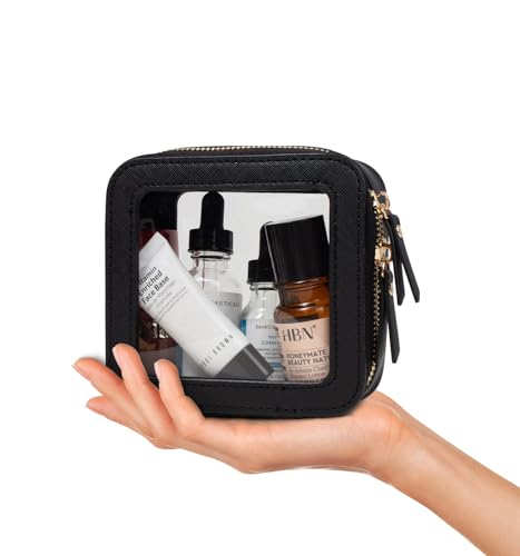 Image of Small Clear Makeup Bag for Purse,Travel Cosmetic Case Mini(Mini Black)