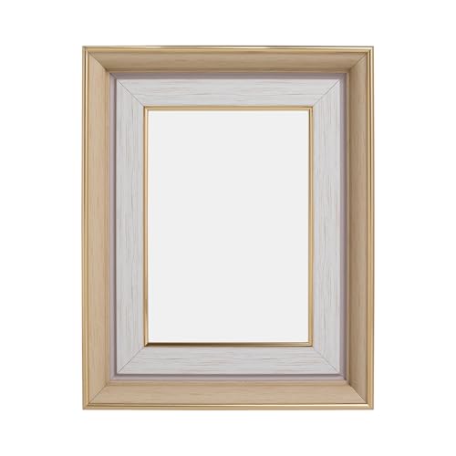 Image of GOLDEN PEACOCK Set of 2 Antique Gold and White 5x7 Inch Photo Frames | Elegant Wall & Tabletop Picture Frames for Home Decor and Luxury Gifting
