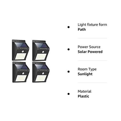 BIGSAVINGS Light-Solar Powered Cordless Outdoor LED Motion Sensor Path and Security Light - Pack of 4,Plastic
