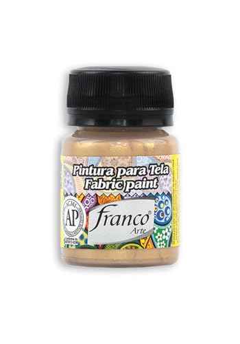 FRANCO ARTE Fabric Paint Non-Toxic Permanent Color for Clothes and DIY Fabric Projects. Metallic Gold 1 U.S fl oz