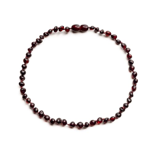 Baltic Proud Amber Necklace for Women and Men (Authentic, Certified) - 18 inches, Cherry (Polished) - Unisex Amber Jewelry for Adults - Bead Necklace