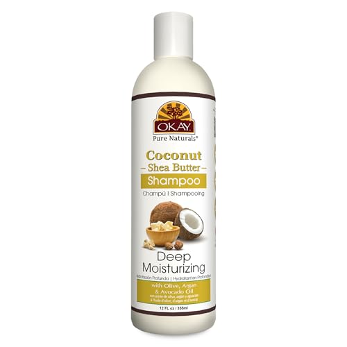 OKAY Coconut&Shea Butter Shampoo Helps Fortify,Strengthen,and Revitalize Hair Sulfate,Silicone,Paraben Free For All Hair Types and Textures Made in USA 12oz