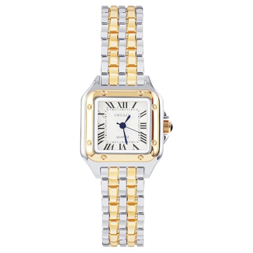 AOOSU Damenuhr Rechteckige, Damen Analog Quarz Uhr mit Metallarmband, Kleine Uhren Damen Einfache Business Klassische Armbanduhr Lässig Quarzuhr Kleideruhr Elegant