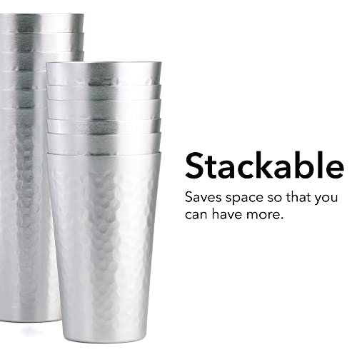 Clw Silver Aluminum Hammered Tumblers 20 Oz, Sef Of 6 #TOP5