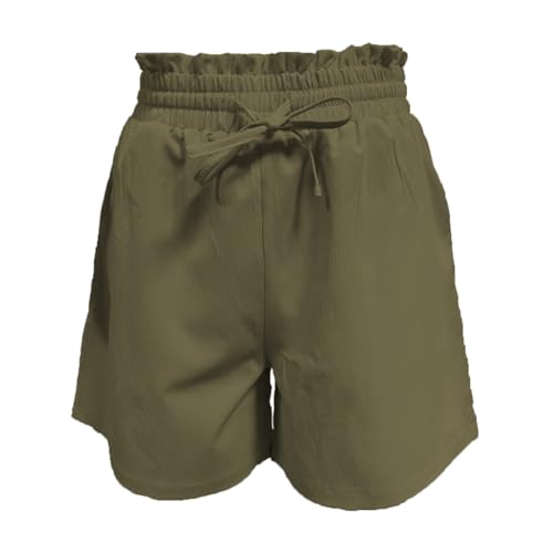 Women's Summer Shorts Casual Comfortable Lightweight High Waisted Beach Vacation Flowy Elastic Waist Mini (Green, L)