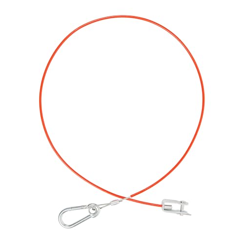 Abreisseil für Anhänger, 1 Set, 1 Meter x Ø 2,5 mm Stahlseil mit Gabelkopf und Splintbolzen, 250 kg Bruchlast, in Rot, für alle Arten von gebremsten Anhängern und Wohnwagen, ummanteltes Fangseil AHK