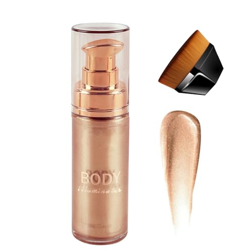 Body Shimmer Oil - Shimmer Body Lotion - Liquid body Glitter Highlighter Makeup - Hydrating Shimmering Rose Gold Spray - Sparkly Glaze Bronzer Non-sticky for Beach, Stage, Daily Makeup