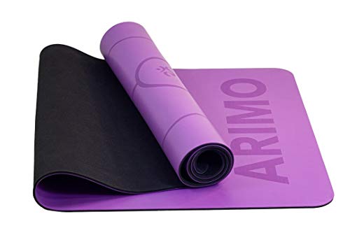 ARIMO Tapete de Yoga Mat PU com Borracha Natural 181 x 61 x 0,5 cm Com Linhas de Alinhamento Super A