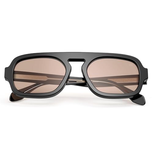 VISOONE Aviator Trendy Sunglasses for Women Men 70s Flat Top Large Retro Fashion Shades Jane4