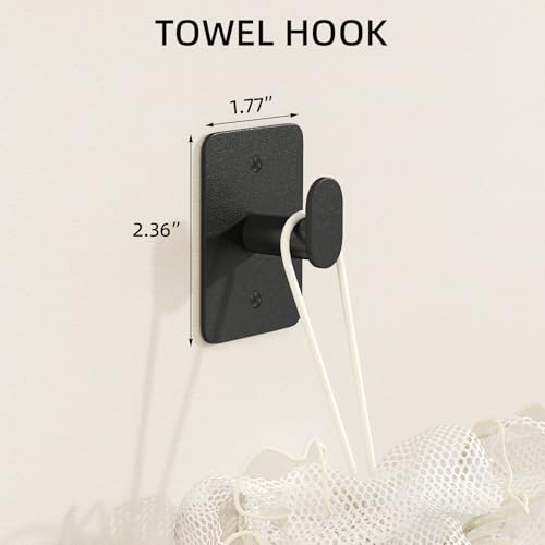 Matte Black Bathroom Accessories Set 4-Pieces, Towel Racks for Bathroom 24Inch Towel Bar, Towel Ring, Towel Hooks, Toilet Paper Holder with Shelf, Stainless Steel Wall Mounted Bathroom Hardware Set - Image 5