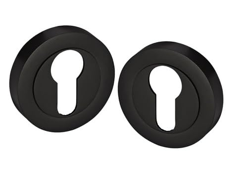 Golden Grace Euro Door Key Hole on Round Rose in Matt Black Finish, Escutcheon for Euro Cylinders