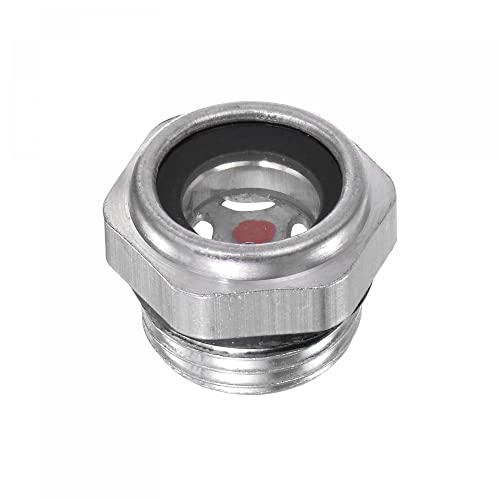 sourcing map Air Compresseur Huile Niveau Jauge Vision Verre M18x1,5mm Mâle Fileté Aluminium Liquide Indicateur Vision Fenêtre