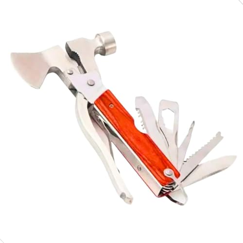 Martelo e Machadinha Tático Multifuncional em Aço Inox | Kit de Sobrevivência 11 em 1 com | Ferramen