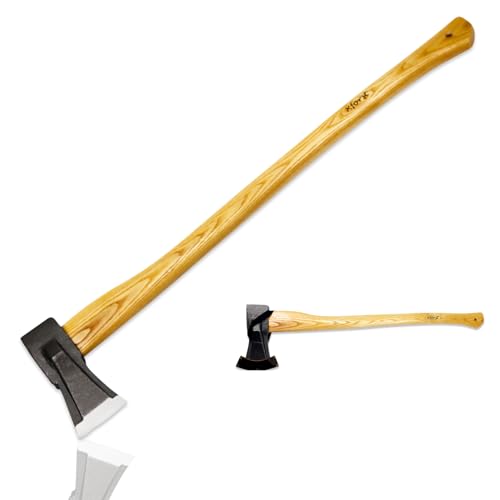 Hache de fendage Xforst SA2 – Hache de bûcheron 80 cm, 2,6 kg – Acier Carbone forgé & Manche en frêne – INCL. étui