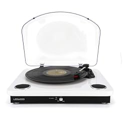 Ledwood Platine vinyles ROUND300 Blanche – 33-45-78 Tours, Encodage sur USB, avec Haut-parleurs stéréo 2x5W, Bluetooth - Les Beatles, Paul McCartney, John Lennon, RIngo Starr, George Harrison