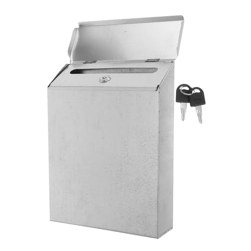 HOMSFOU Caja De Sugerencias Buzón Buzón Rústico Buzones con Cerradura para Exterior. Soporte De Pared para Buzones Antiguos Planchar Silver