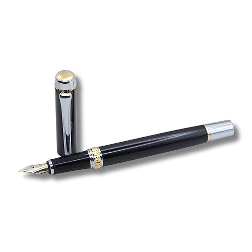 Image of Venti Fountain Pen - Metal Luxury Pen, Schmidt Nib (Medium), Best Pen Gift Set for Men & Women, Professional, Executive, Office, Nice Pens,Return Gift (F112-Black)