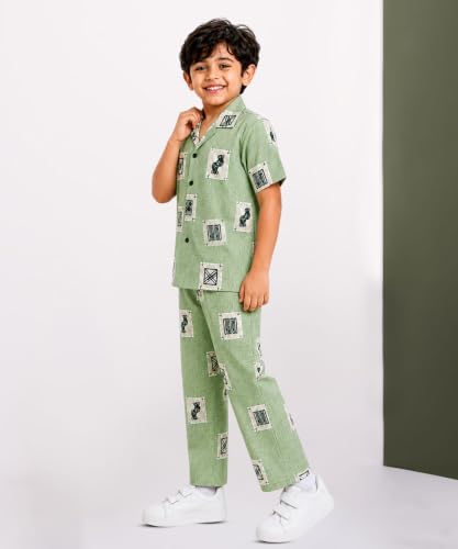 Image of 3BROS Unisex Pure Cotton Short Sleeve Kids Night Dress for Boys & Girls Nightwear /Sleepsuit /Sleepwear /Loungewear Night Suit for Boys and Girls Top and Pyjama Combo Set