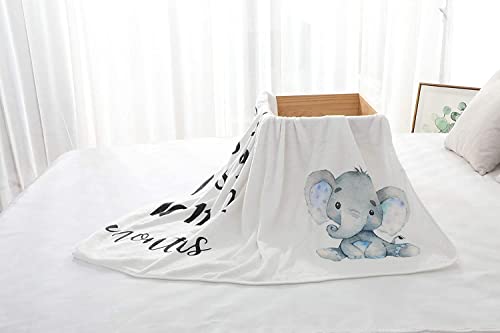 Baby Monthly Milestone Blanket - Organic Plush Fleece Photography Background Prop For Boy Girl Newborn Soft Elephant Blanket With Frame Large 47''X40'' #TOP7