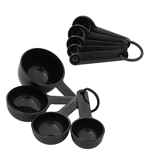 KitchenAid Easy To Read Measuring Cup and Spoon Set, 9 Piece, Black