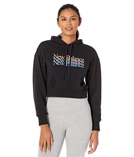 New Balance Women's NB Essentials Celebrate Fleece Hoodie, Black, X-Large