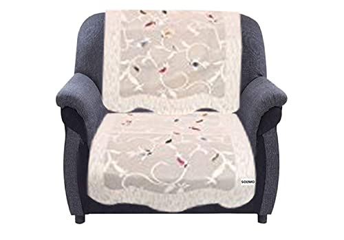 Image of Amazon Brand - Solimo Cotton 5 Seater Sofa Cover Set, Leaf, Cream