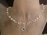 trachten collier perlen  Trachten-Collier mit Blume Enzian