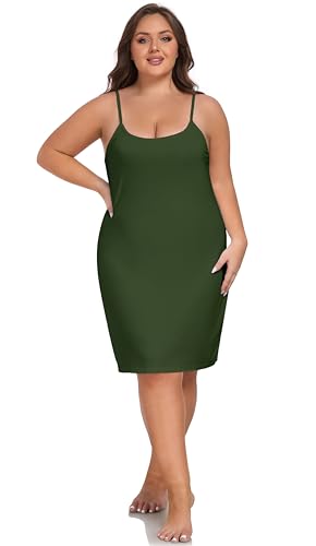 Image of VintageClothing Womens Plus Size Full Slip Under Dresses Adjustable Spaghetti Strap Nightgown Soft Sleepwear Cami Dress
