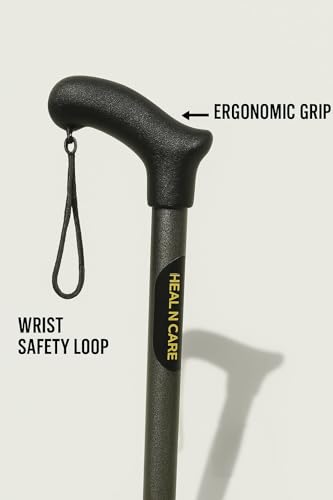 Image of Walking Stick with 4-Legs | Stick for Old People | Adjustable Height, Heavy Duty, Lightweight Walking Stick for Senior Citizens & Patients with Anti-Slip Base | Mild Steel (Silver).