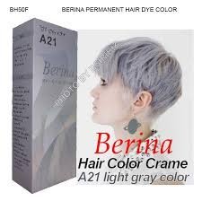 Berina Permanent Hair Dye Color Cream #A21 Light Grey miniatura 3
