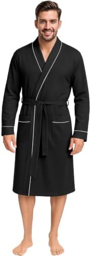 Cotton Blend Lightweight Knit Robe for Men Soft Loungewear Bathrobe