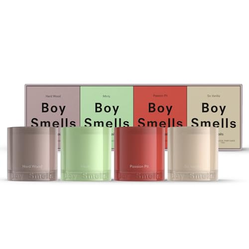 Product Image of the Boy Smells Essentials Votive Quad Gift Set – 4-Piece Mini Soy Wax Candle Collection for Home Fragrance & Gifting – 3oz Each