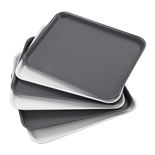 Afromy Set mit 6 Kunststoff-Serviertabletts rechteckig, Frühstücks-Fast-Food-Tablett Cover