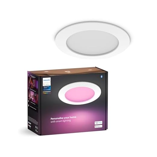 Philips Hue spot encastré connecté, 170mm, lumière blanche et couleur, compatible Bluetooth, contrôle vocal avec Alexa, Apple Home et Google Assistant, blanc