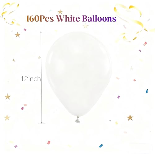 Image of 160Pcs White Balloons 12 Inch Latex Balloons for Baby Shower Birthday Wedding Party Decorations