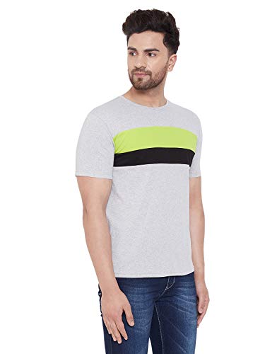 Image of GRITSTONES Half Sleeves Color Block Round Neck T-Shirt for Men -GSHSTSHT2520 P