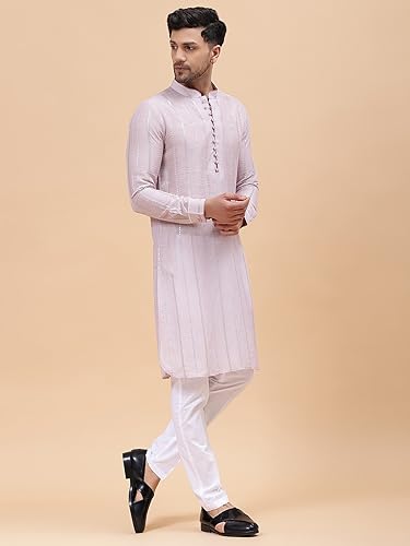 Image of See Designs Pink Regular Fit Striped Kurta