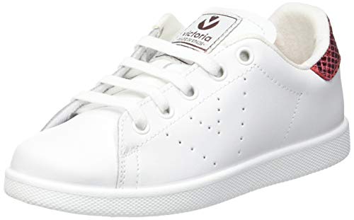 victoria Girls Casual Leather Shoes, White Red,12 M US