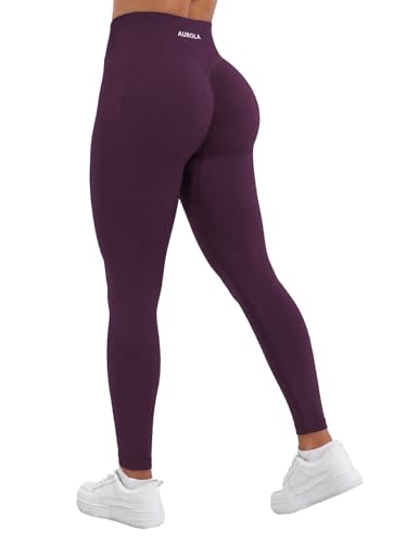 Image of AUROLA Influence Workout Leggings for Women, Seamless Compression Tummy Control Leggings Mid Rise Yoga Pants