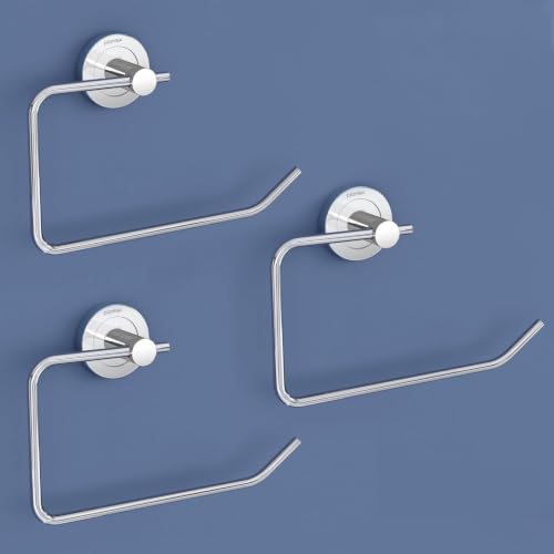 Image of Plantex Stainless Steel Towel Ring for Bathroom /Towel Hanger for Wash Basin /Bathroom Accessories (Chrome) - Pack of 3