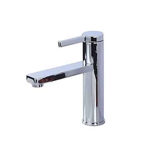 Mezclador de lavabo de latón cromado con un solo agujero y manguera de entrada para baño