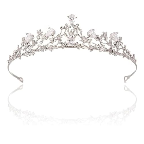 SSyang Diadèmes en Cristal Pour Femmes et Filles Couronne de Princesse Argent Élégante Corwn Royal Queen Bijou de Mariée en Strass Cadeau de Cheveux Pour Mariage Fête Dansante(Argent)