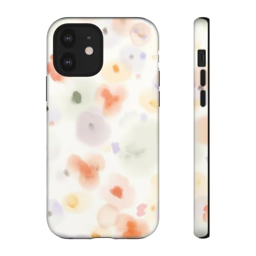 Coque rigide mate iPhone 12 antichoc à motif pois pastel doux