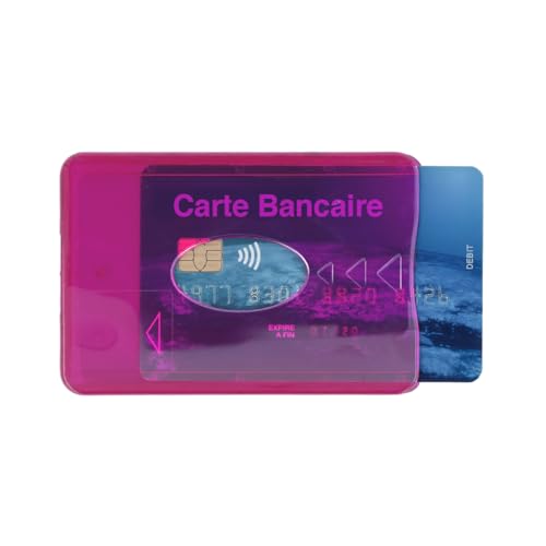 Color Pop Etui Rigide blindé 1 Carte bancaire Anti-piratage (Anti-RFID)- Fabrication française - Protection des données bancaires - 6 x 9 cm (Rose Transparent)