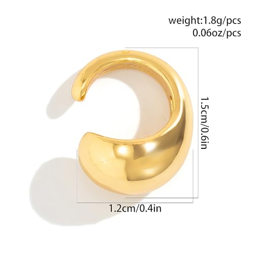 2Pcs Chunky Gold Ear Cuff Earrings Hypoallergenic Non Piercing Ear Clip Cartilage Wrap Earrings Trendy Jewelry Accessory Gifts for Women3