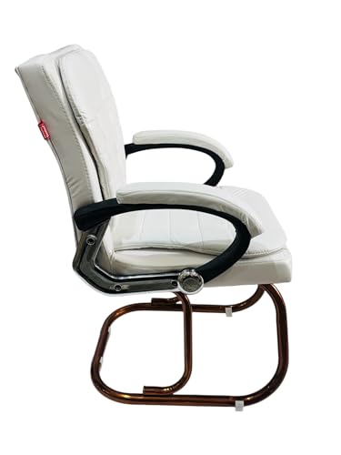 Image of GOYALSON Deluxe Cushioned Office Home Study Chair with Chrome Durable Frame and Cushioned seat Back (2, White, Copper Coated Double Pipe Frame)