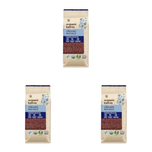 Image of Organic Red Rice Organic 1 KG | Natural Unpolished Lal Chawal | Rich in Iron, Fiber & Antioxidants | Gluten-Free Grocery Staple | No Additives (Pack of 3)