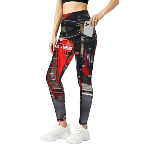Leggings rojos que estilizan con bolsillos útiles para evitar cargar mochilas en el gimnasio