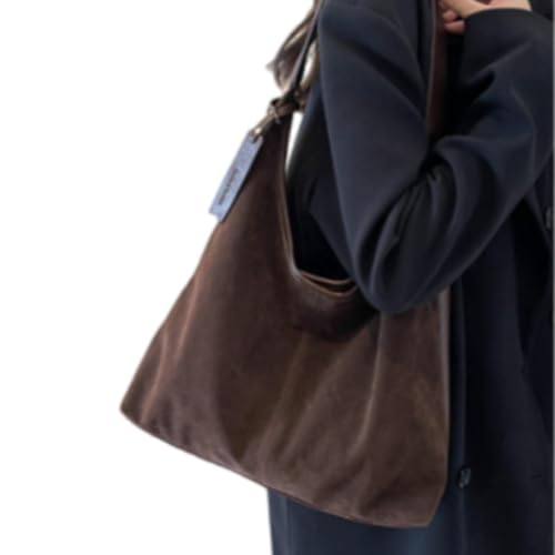 Image of CALANDIS Suede Bag Handbag Underarm Bag Large Top Handle Bag Purse Tote Bag for Women Coffee | Womens Handbags & Bags
